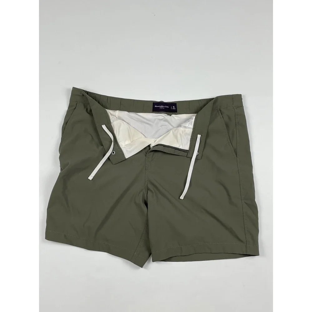 Abercrombie & Fitch Mens Stretch Swim Trunks Olive Green XL Mesh Lined 7